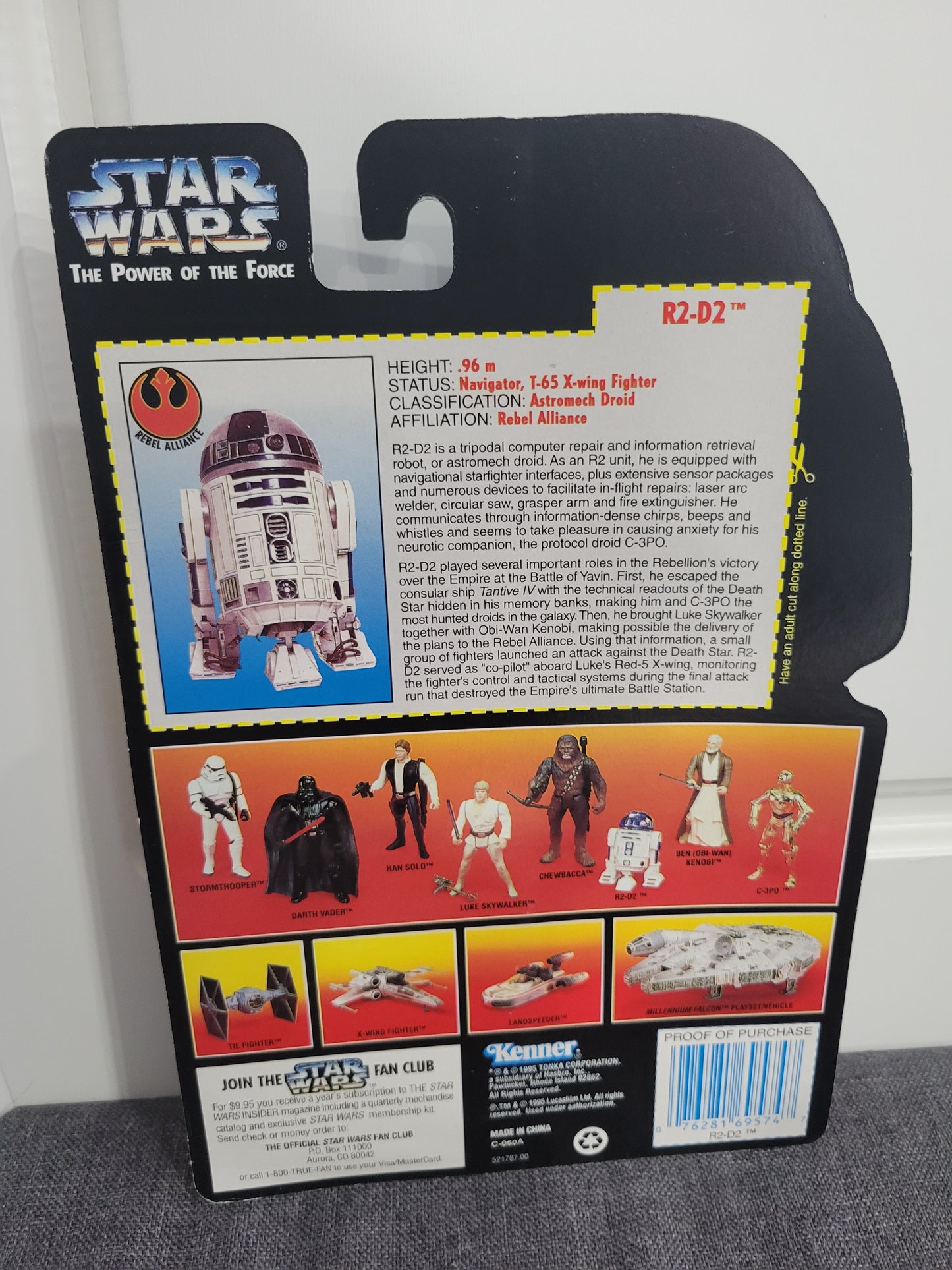 1995 Kenner Star Wars R2 D2 POTF Action Figure Light Pipe Eye MOC