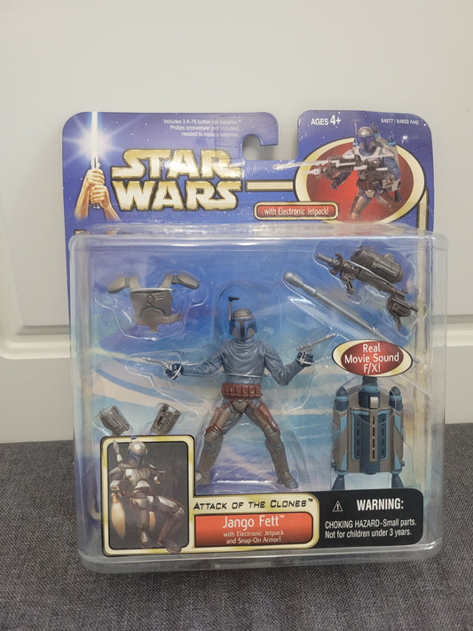 Star Wars Jango Fett Attack Of The Clones Action Figure With Electronic Jetpack